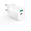 XO sieninis įkroviklis CE30 PD 30W 1x USB-C 1x USB baltas + laidas USB-C - Lightning
