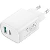 XO sieninis įkroviklis CE30 PD 30W 1x USB-C 1x USB baltas + laidas USB-C - Lightning