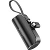 YESIDO POWERBANK YP68 5000 mAh 12W + USB-C laidas, „Lightning“ jungtis, juoda
