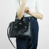 Elegant Leather Tote Shoulder Bag Solier FL45 Veloria – Juodas