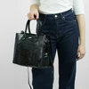 Elegant Women’s Leather Tote Bag Solier FL62 Silvana – Juodas