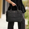 Gold Genuine leather woman s laptop bag FL25 juodas with snake pattern