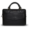 Gold Genuine leather woman s laptop bag FL25 juodas with snake pattern