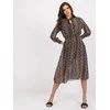 Italy Moda Suknelė-DHJ-SK-15177-1.04P-juoda-smėlio spalvos