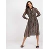 Italy Moda Suknelė-DHJ-SK-15177-1.04P-juoda-smėlio spalvos