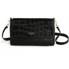 Leather Crossbody Bag with Double Strap Solier FL61 Livienne – Juodas