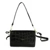 Leather Crossbody Bag with Double Strap Solier FL61 Livienne – Juodas
