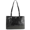 Leather Textured Shopper Shoulder Bag Solier FL55 Lune – Juodas
