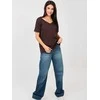 Rue Paris T-shirt-RV-TS-A1094.45-ciemny ruda