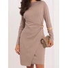 Suknelė Italy Moda Sukienka-IR-SK-BWC96731.16P-ciemny bezowy