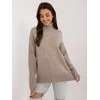 Wool Fashion Italia Megztinis-AT-SW-2342-1,35-tamsiai smėlio spalvos