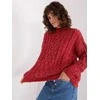 Wool Fashion Italia Megztinis-AT-SW-2363-2.04P-tamsiai raudonas