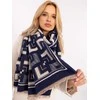 Wool Fashion Italia Šalikas-AT-SZ-23158.32-baltas tamsiai mėlynas