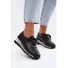 Boto Juodi natūralios odos bateliai su raštuota platforma