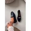 Boto Moteriški elegantiški juodi mokasinai su papuošimu