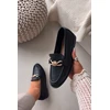 Boto Moteriški elegantiški juodi mokasinai su papuošimu