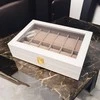 Eu Sandelis Elegantiška laikrodžių dėžutė su permatomu dangčiu 30 x 20 x 8 cm PD154