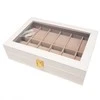Eu Sandelis Elegantiška laikrodžių dėžutė su permatomu dangčiu 30 x 20 x 8 cm PD154