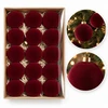 Eu Sandelis 15 bordo spalvos, aksominių kalėdinių eglutės žaisliukų rinkinys, 7cm BSN84