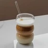 Eu Sandelis 550ml stiklinė su burbuliukais 1 vnt., skirta kavos latte ilgiesiems gėrimams SZK202