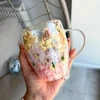 Ecarla Eu Sandelis Gražus dvigubo stiklo puodelis su gėlėmis viduje 300ml 1vnt SZK207