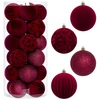 Eu Sandelis Išskirtiniai eglutės žaisliukai, bordo spalvos aksominis rinkinys, 24 vnt., 8cm BSN86