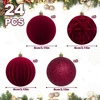 Eu Sandelis Išskirtiniai eglutės žaisliukai, bordo spalvos aksominis rinkinys, 24 vnt., 8cm BSN86