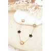 Glam Chic Ladies Necklace With Clover Leaves Stainless Steel Gold