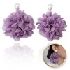 Eu Sandelis Kabantys auskarai, įspūdinga tiulio gėlė su perlu, violetinė smeigė K1709