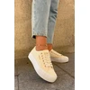 Lee Cooper Kreminio atspalvio siuvinėti bateliai ant platformos