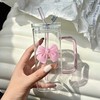 Eu Sandelis Stačiakampė didelė stiklinė su kaspinėliu, dangteliu ir šiaudeliu, 1 vnt. 400 ml SZK87