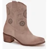 Suede Leather Women's Cutout Ankle Boots Zazoo 3844 Cappuccino