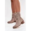 Suede Leather Women's Cutout Ankle Boots Zazoo 3844 Cappuccino