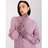 Wool Fashion Italia Elegantiškos violetinės pirštinės su pinta juostele: Dydis - L/XL
