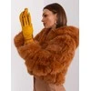 Wool Fashion Italia Geltonos pirštinės su pinta juostele: Dydis - S/M