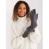 Wool Fashion Italia Pilkos odinės pirštinės moterims: Dydis - S/M