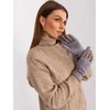 Wool Fashion Italia Pilkos pirštinės su pinta juostele: Dydis - L/XL