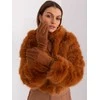 Wool Fashion Italia Rudos pirštinės su pinta juostele: Dydis - S/M