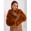 Wool Fashion Italia Rudos pirštinės su pinta juostele: Dydis - S/M