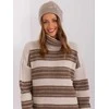 Wool Fashion Italia Rusva moteriška žieminė kepurė su siuvinėtomis gėlėmis: Dydis - Universalus
