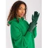 Wool Fashion Italia Žalios odinės pirštinės moterims: Dydis - L/XL