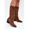 Zazoo Zomšiniai kaubojiški moteriški ilgaauliai su kulnu