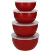 KitchenAid 4 dalių patiekalų ruošimo indų rinkinys su dangteliais, Empire Raudona