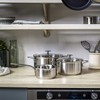 KitchenAid - Nerūdijančio plieno keptuvių rinkinys (3 vnt.): puodas su dangčiu + atviras puodas - sidabrinės spalvos - 16-24 cm