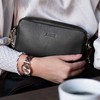 Aarni Crossbody Bag -olkalaukku, musta, hopea vetoketju