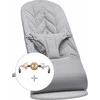 BabyBjörn Bliss Woven Bundle - sitteri + lelu, šviesiai pilkos/Googly Eyes (pastelli)