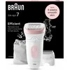 Braun epiliatorius | SE7030 Silk-épil Series 7 | Veikimo laikas (maks.) 40 min. | Galios lygių skaičius 2 | Drėgnai ir sausai | Baltas/Rožinė