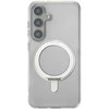 Dėklas FoneKit Premium Kickstand MagSafe-yhteensopiva suojakuori jalustalla, Samsung Galaxy S25, läpinäkyvä