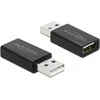DELOCK Adapteris USB A /F 2.0 į USB A /M 2.0 su duomenų blokatoriumi juodas