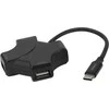 USB-C šakotuvas DELTACO, 4x USB-A 480 Mbps, juodas / USBC-HUB205 / 1902570